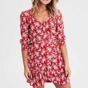 American Eagle- Floral Ruffle Wrap Dress NWT